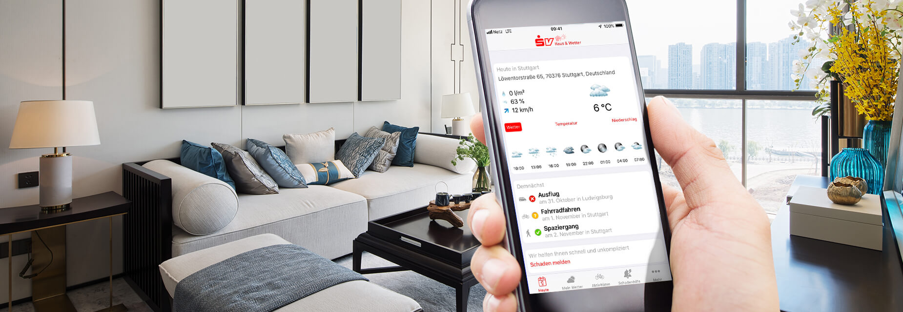 Die SV Haus & Wetter App auf dem Smartphone