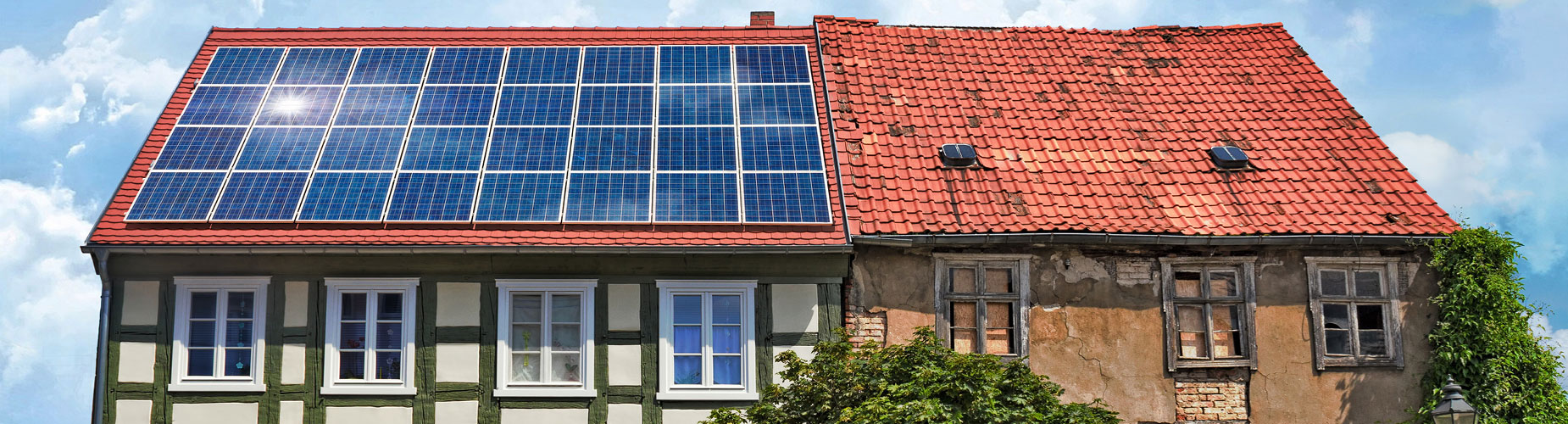 Saniertes Haus mit Photovoltaik